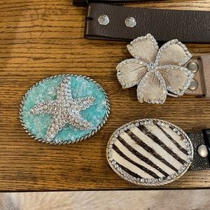 Custom crystal belt buckles w belts